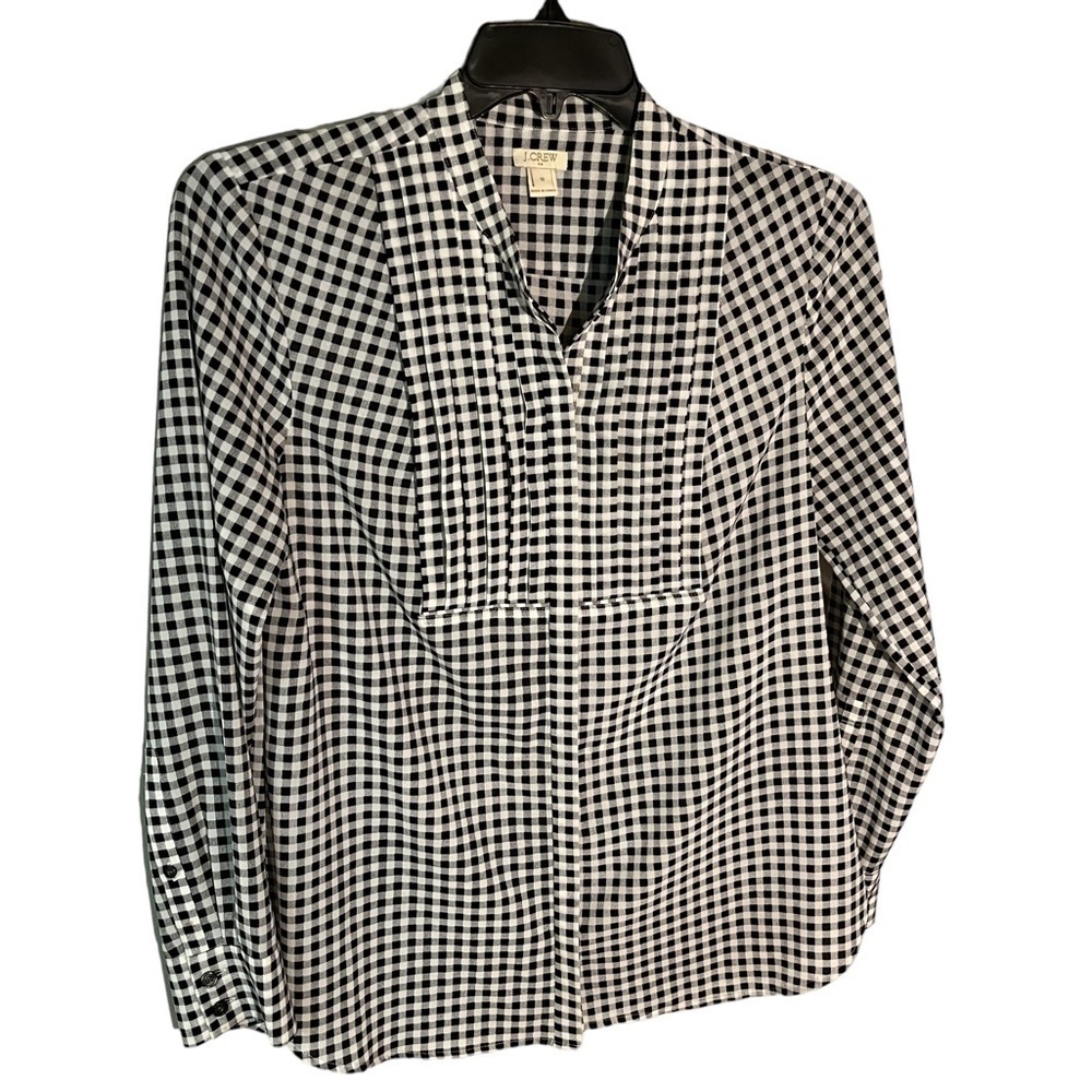 J. Crew Women’s Black / White Check Button Down Long Sleeve Shirt